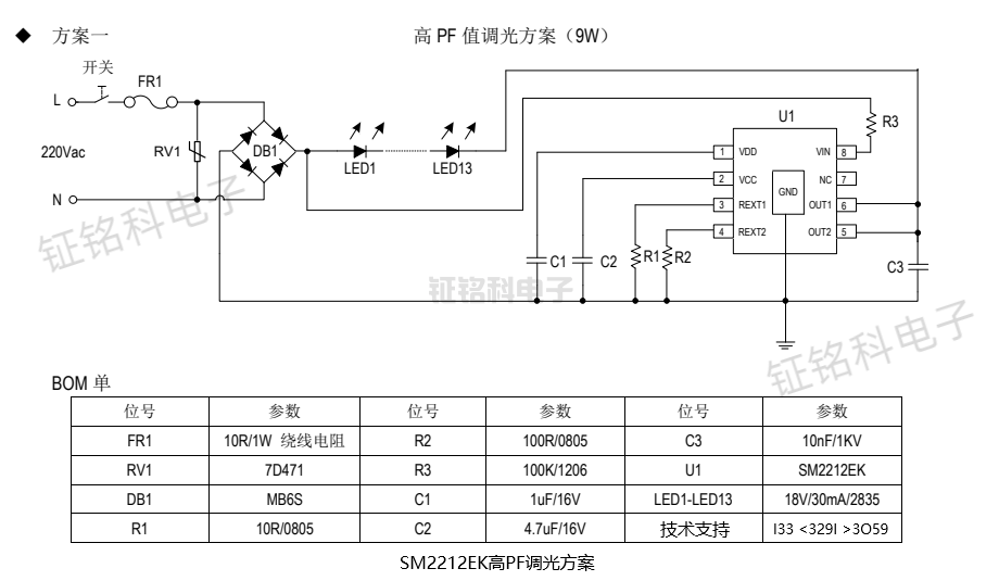 2段开关分段调光/调色驱动芯片SM2212EK(图1) SM2212EK高PF调光方案.png