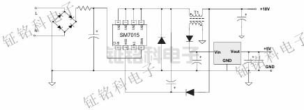 LED电源芯片的探索:SM7015、SM7025与SM7035P的对比与应用(图3) 18V典型示意电路图 SM7015.jpg